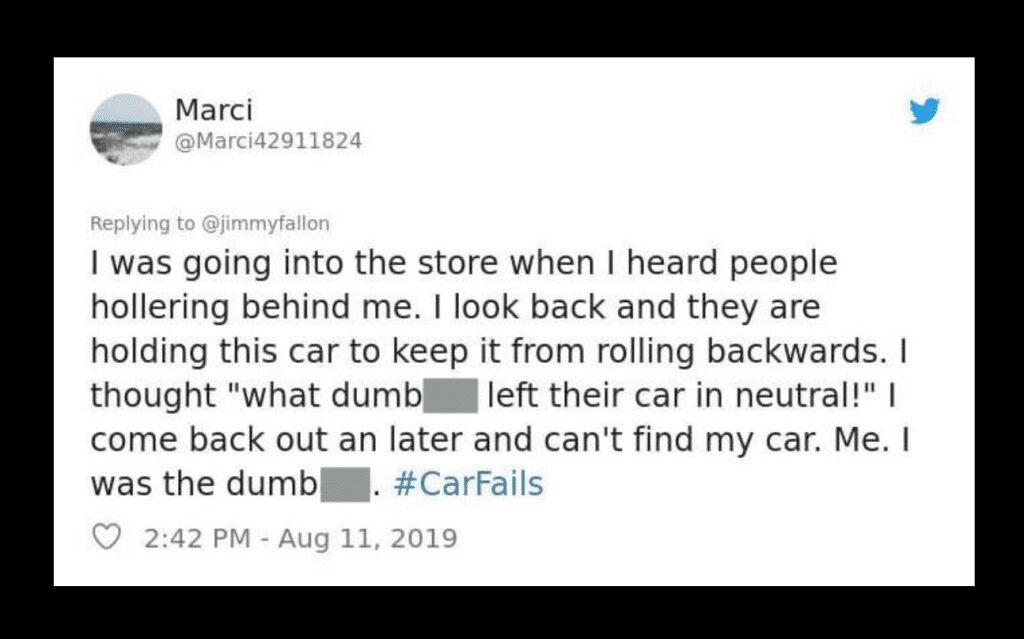A tweet about realizing your own car caused the commotion