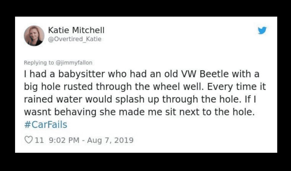 A tweet about a babysitter using a leaking roof as punishment