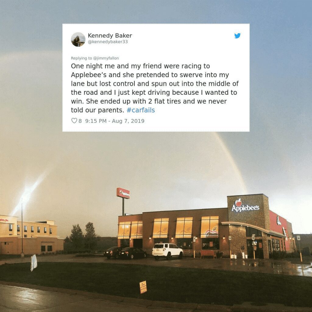 A damaged car after a stunt gone wrong