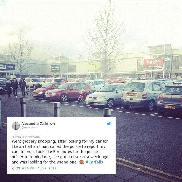 A tweet about involving police while looking for the wrong car