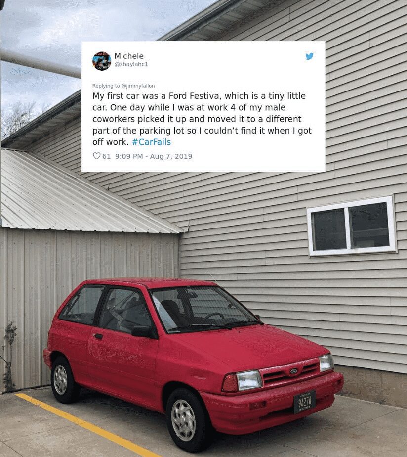 A tweet about coworkers moving someone’s car