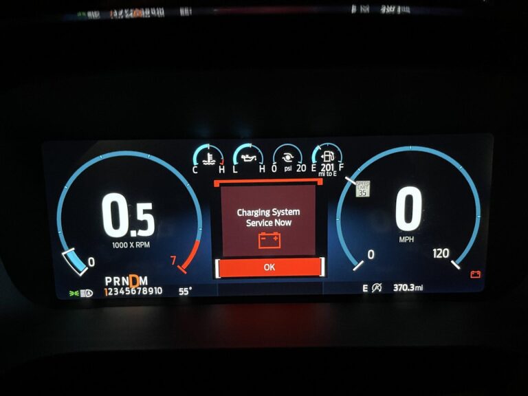ford f150 charging system service now message