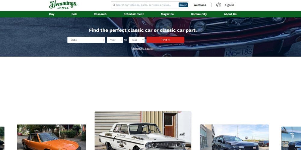 hemmings classic car marketplace and parts platform