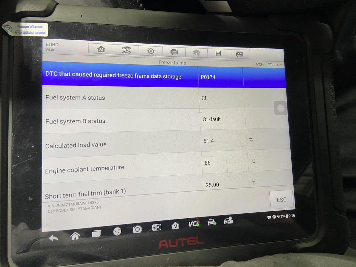 fuel system 1 ol fault