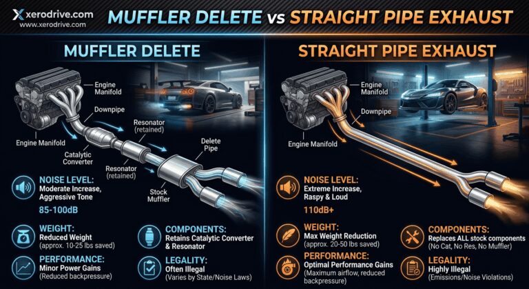 muffler delete vs straight pipe exhaust