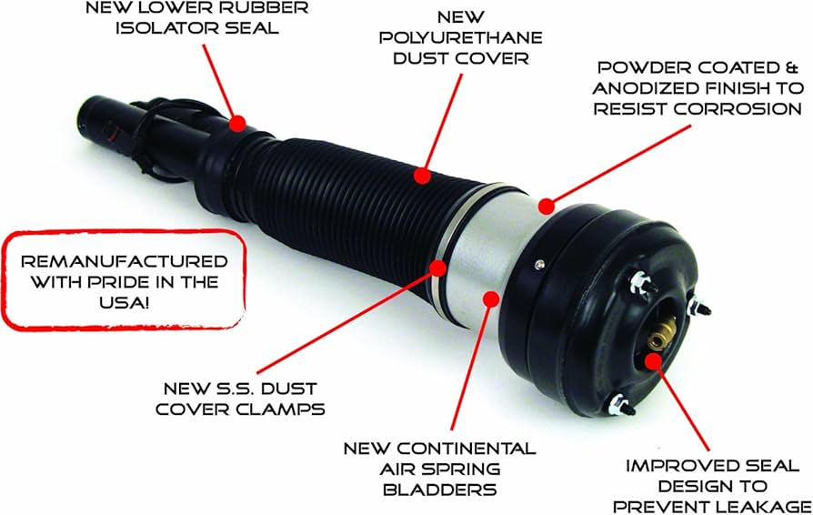 A Mercedes air strut showing rubber components