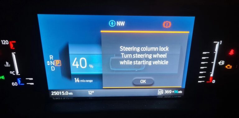 steering column lock message