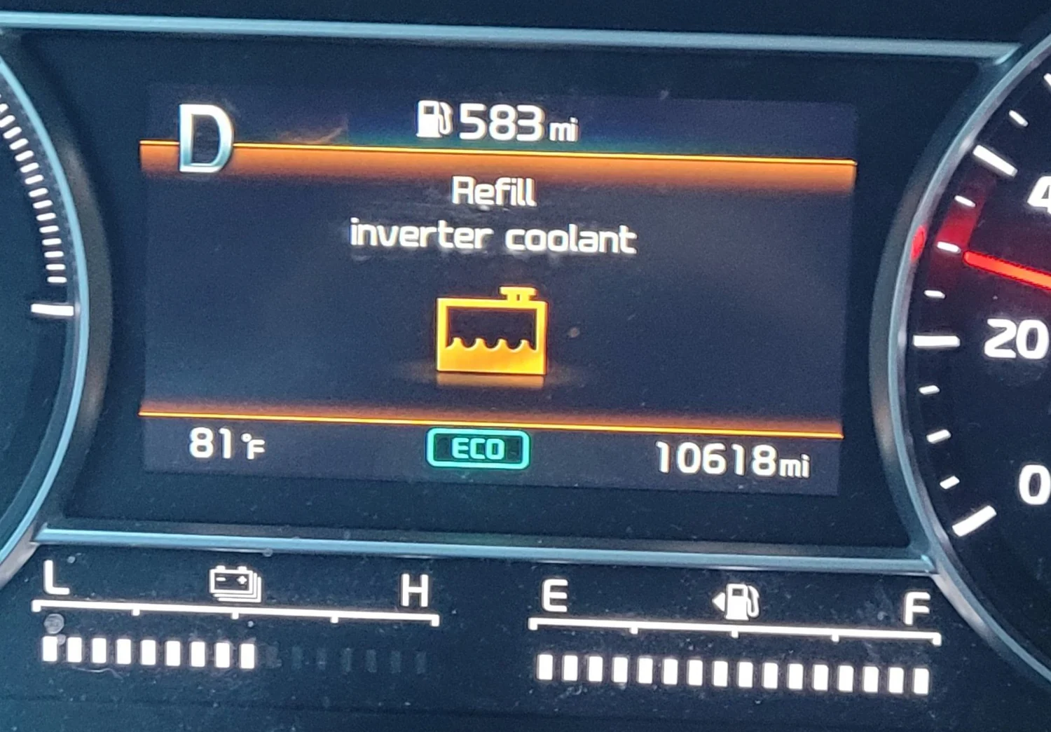 refill inverter coolant warning