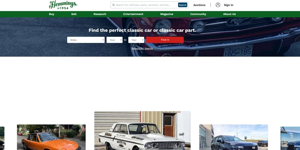 Hemmings classic car marketplace and parts platform