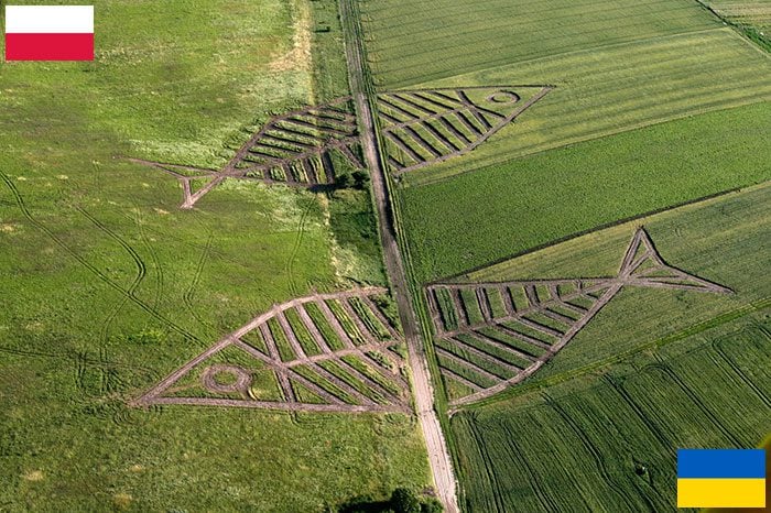 giant fish geoglyphs marking the poland-ukraine border