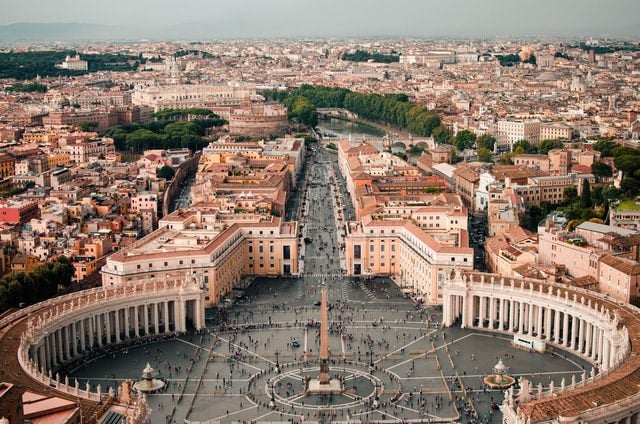 st. peter's square marking the border between italy and vatican city