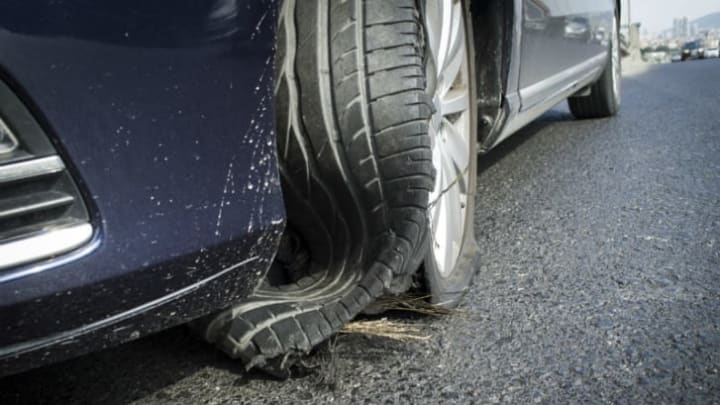 blown out tire on vehicle