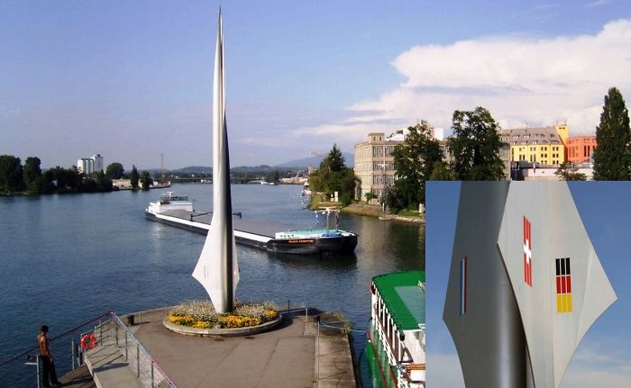 dreiländereck monument in basel marking the meeting point of france, germany, and switzerland