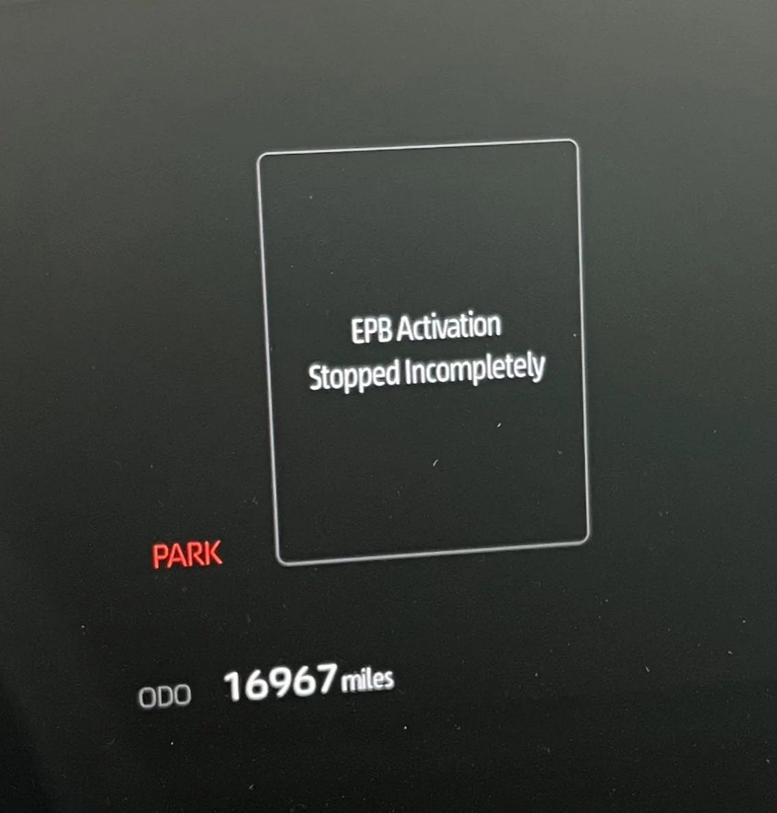 epb activation stopped incompletely